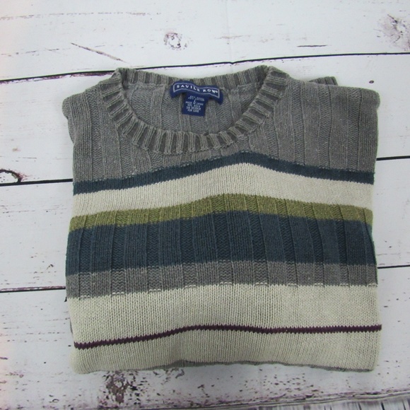 Savile Row men's striped crewneck sweater - Picture 4 of 5